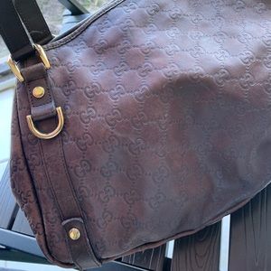 Authentic Gucci Brown Leather Shoulder Bag